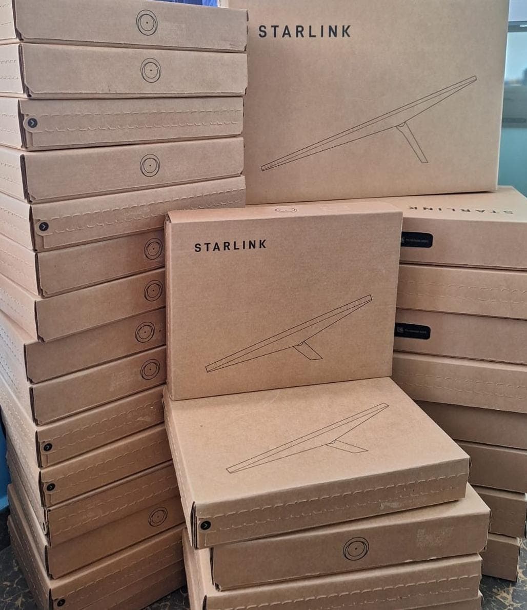 Starlink kits held in showroom stock ready for business customers