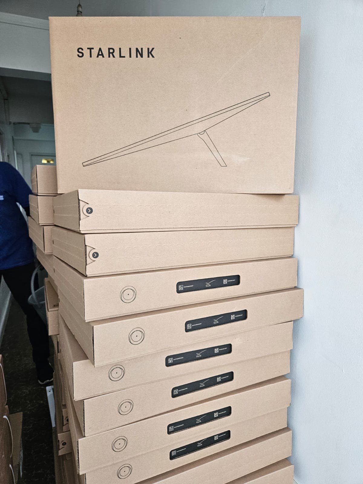 Starlink box on top of a delivery stack