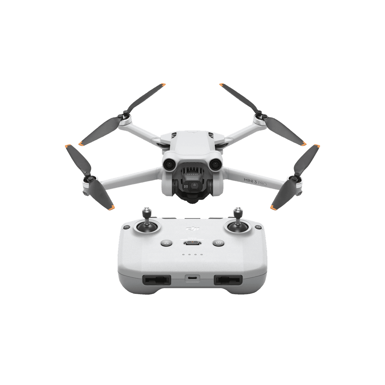 DJI Mini 3 Pro aircraft with remote controller, official product view